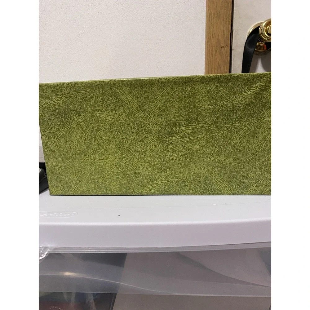 Vintage Value Village Green Make Up Storage Box With Bird And Flowers